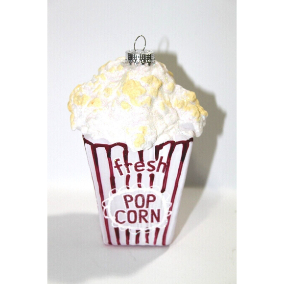Christmas by Krebs Movie Time Box of Buttered Popcorn Glass Holiday Ornament New - Picture 6 of 12